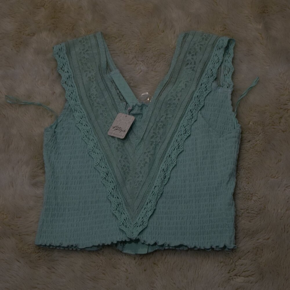 NWT Free People Baby Lacy Blue Tank Top